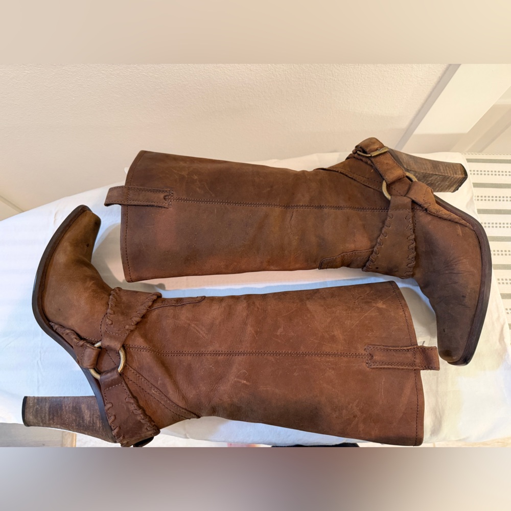 Steve Madden Hailee Distressed Brown Leather Western Boots 10M - Picture 7 of 11